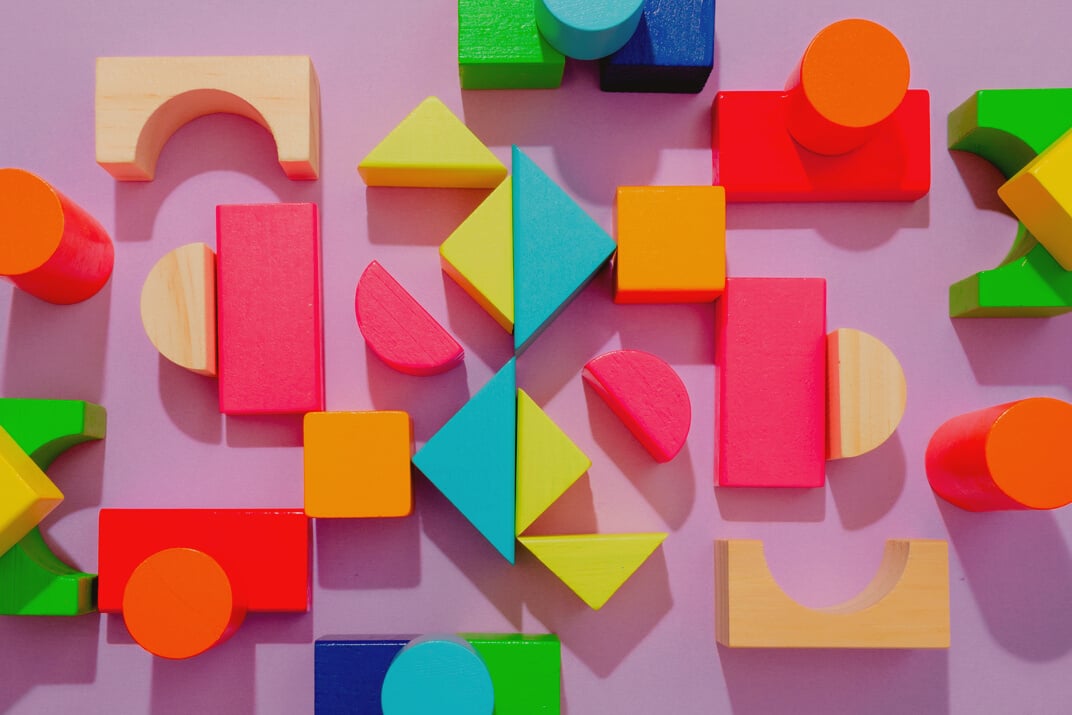 Colorful Wooden Blocks and Shapes 